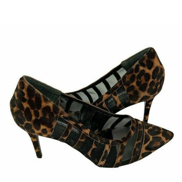 Charles David Vane Shoes Women's Sz 8.5M Leopard Mesh Calf Hair Pointed Toe Pump - Picture 2 of 7